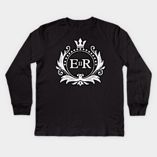 Queen Elizabeth II Royal Cypher in Vintage Frame Kids Long Sleeve T-Shirt